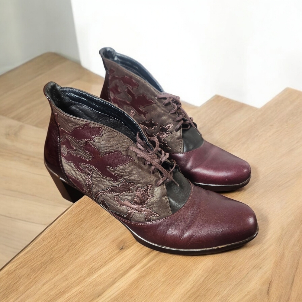 Naot Burgundy and Brown Ankle Boots